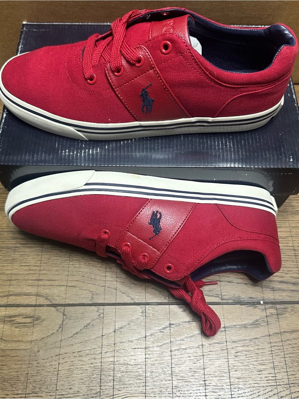 Polo by Ralph Lauren Red Canvas Low-Top Sneaker NEW Mens 8.5